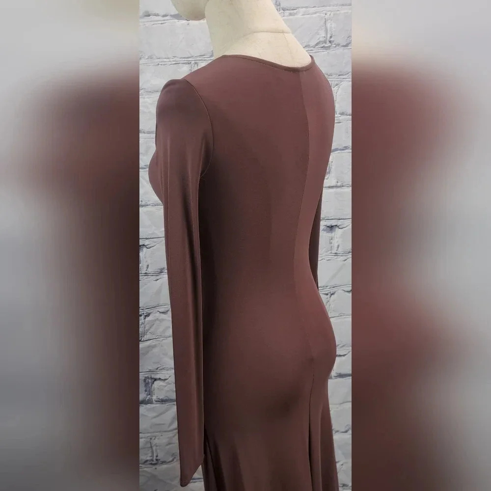 Wilfred Aveyron Dress in Red Midi V-Neck Long Sleeves Ruched Cocktail Size XXS - Picture 7 of 15